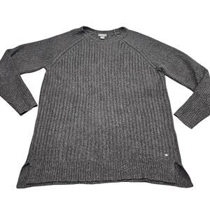 Eddie Bauer Size XL Gray Ribbed Wool Blend Sweater Pullover Long Sleeve Knit